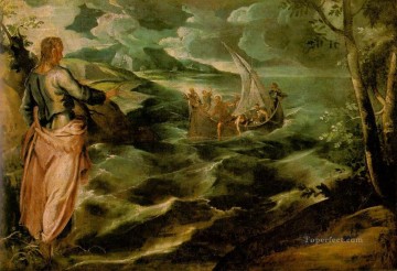 Cristo en el mar de Galilea Tintoretto italiano Pinturas al óleo